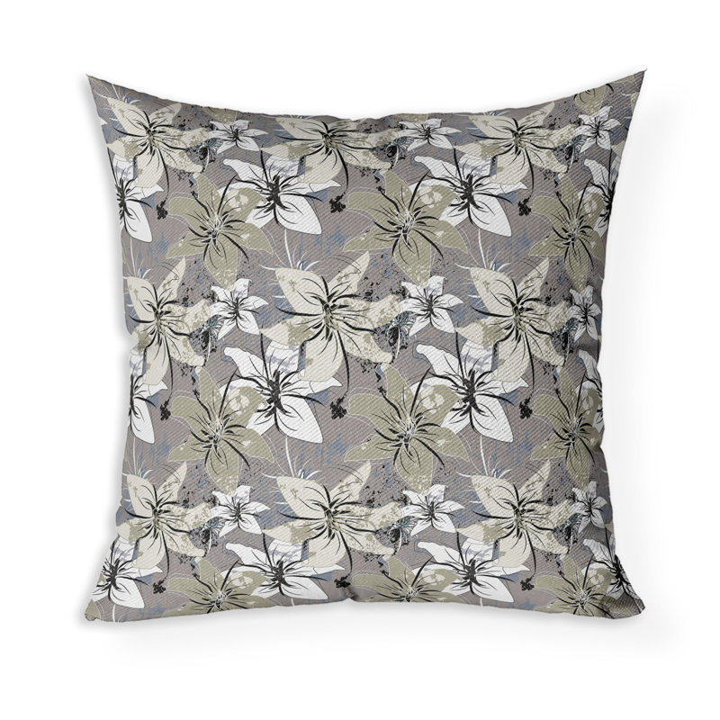 Coussin décoratif carré Lily, Beige/Argenté, H 26 po x l 26 po