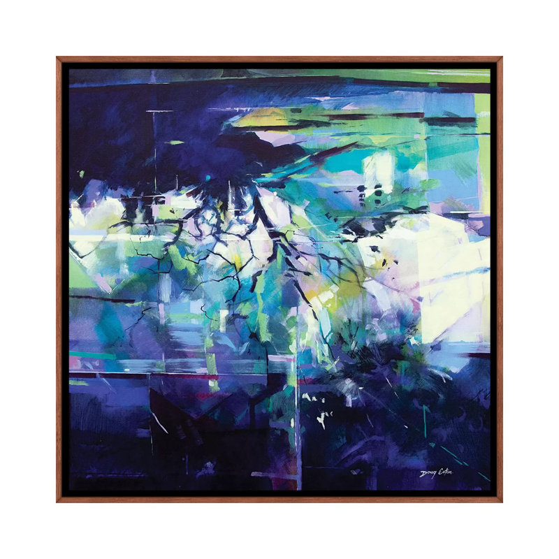 Reflections in the Field After the Rain 1 Piece Painting on Canvas, 45.72 cm H x 45.72 cm W, Classic Brown Wood Framed