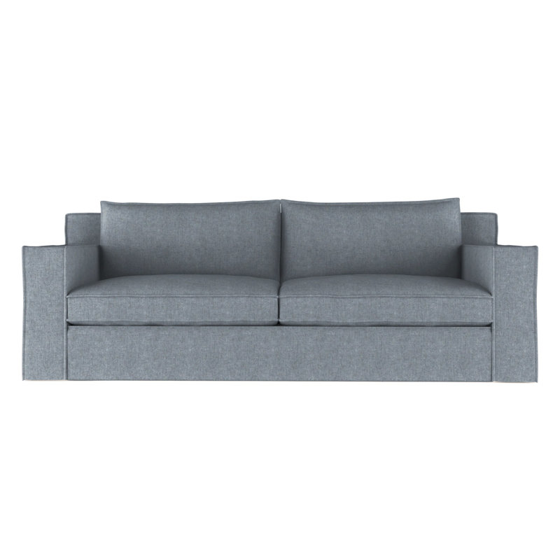 Mulberry Square Track-Arm Sofa with Flange Seam, Box Weave Linen Silver Streak, 33" H x 96" W x 45" D, Weathered