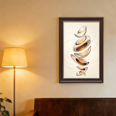 Art mural antique sur toile encadré doré pour le salon, la chambre à coucher, le bureau ou le vestibule - Décoration murale décorative avec spirale abstraite