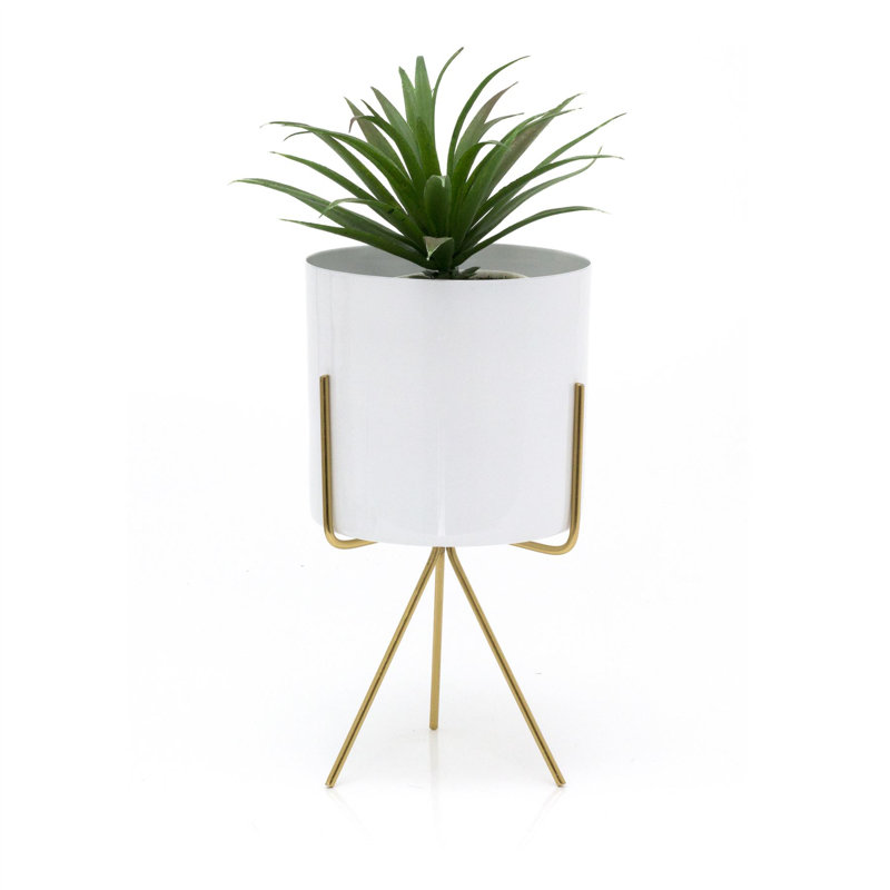 Allare Metal Cachepot, White, 12cm H x 23cm W x 12cm D