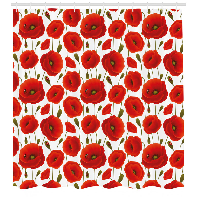 Floral Shower Curtain with Hooks Included, 84" H x 69" W