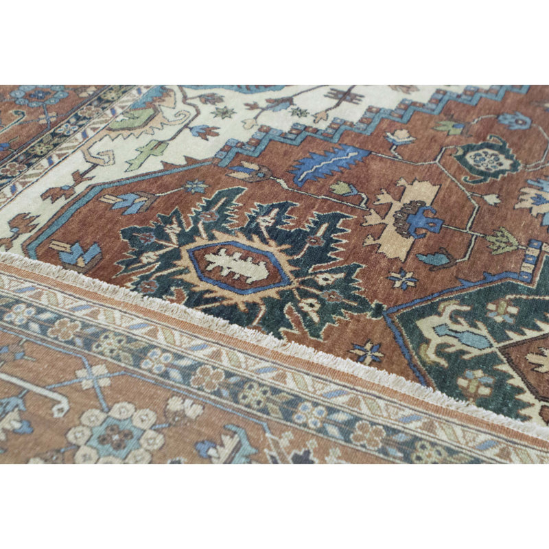 Hand-Knotted High-Quality Rust and Rust Area Rug