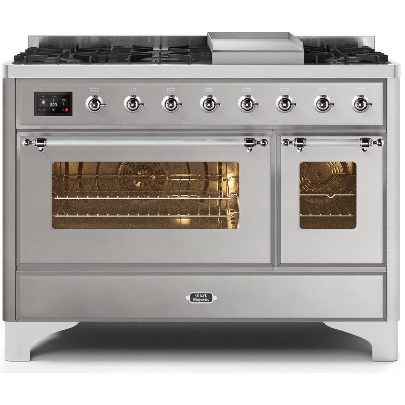 Majestic II 48" 5.02 cu. ft. Freestanding Dual Fuel Range with Griddle, Natural Gas, Stainless Steel/Chrome