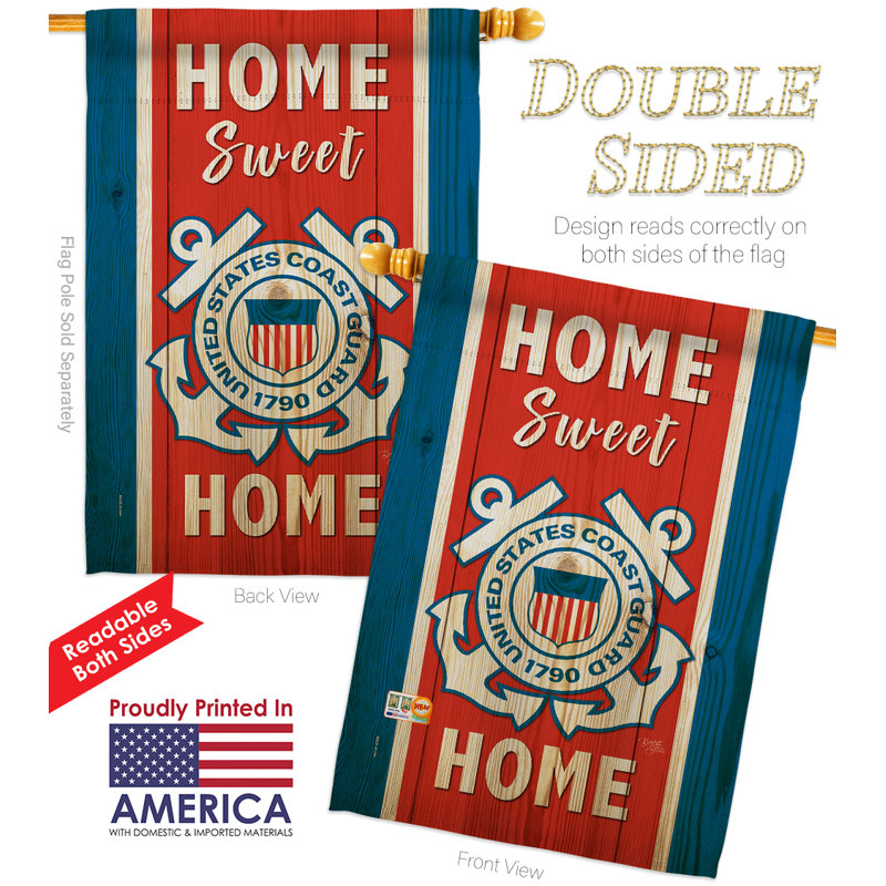 Polyester à 2 faces 40 po x 28 po Home Sweet marine corps Drapeau pour la maison, Garde côtière des États-Unis