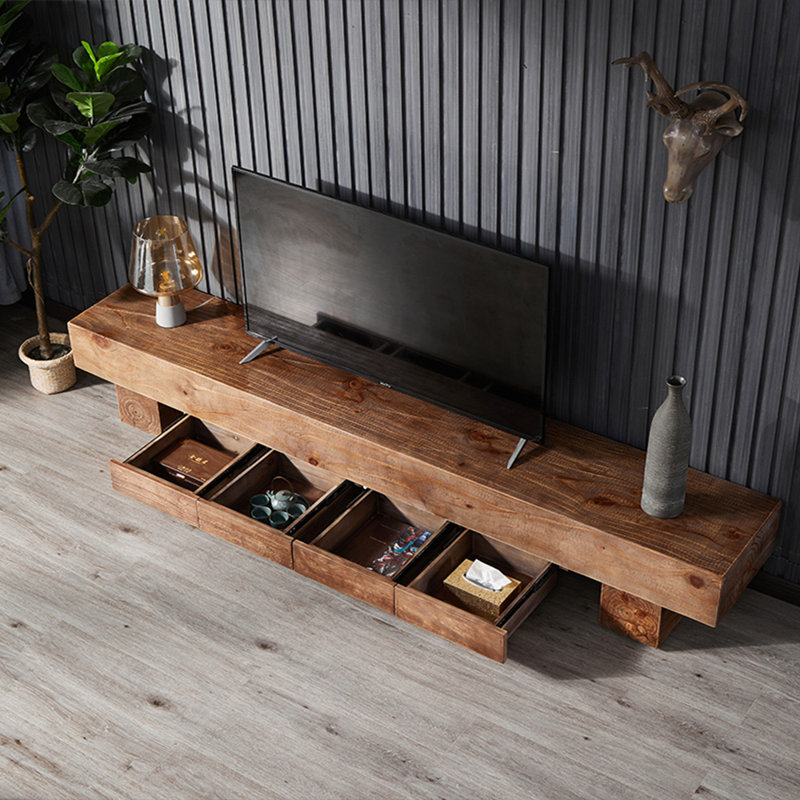 Nordic style simple log TV cabinet, 94.48"