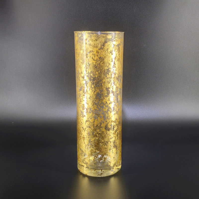 Vase en verre Thassos, Doré, H 16 po x l 4 po x P 4 po