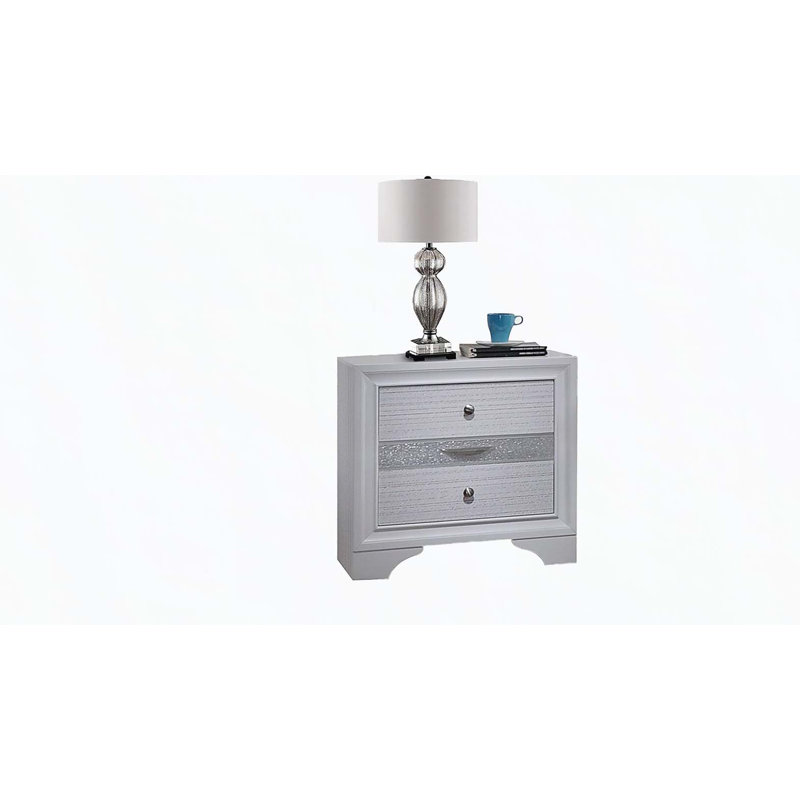 Table de chevet 2 tiroirs Traditional en bois blanc