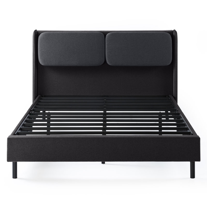 Upholstered Wingback Bed, Queen, Black