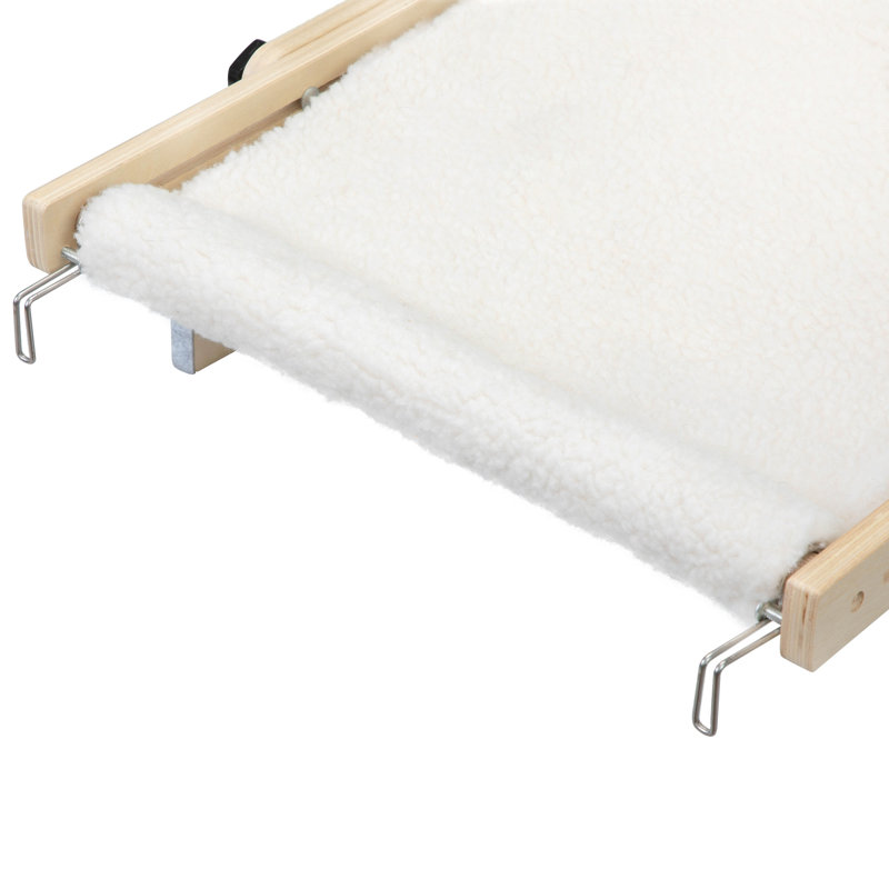 Small White Cashmere Rectangular Cat Hammock with Wooden Frame