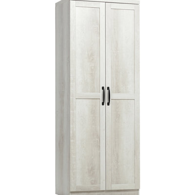 Garde-manger autoportant de 63 po, 5 tablettes avec 2 portes, armoire de rangement blanche, portes et tablettes réglables, pour le rangement