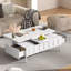  Table basse à plateau relevable avec 2 tiroirs et plateau pliable, compartiment de rangement dissimulé, table centrale réglable, blanc-211523897