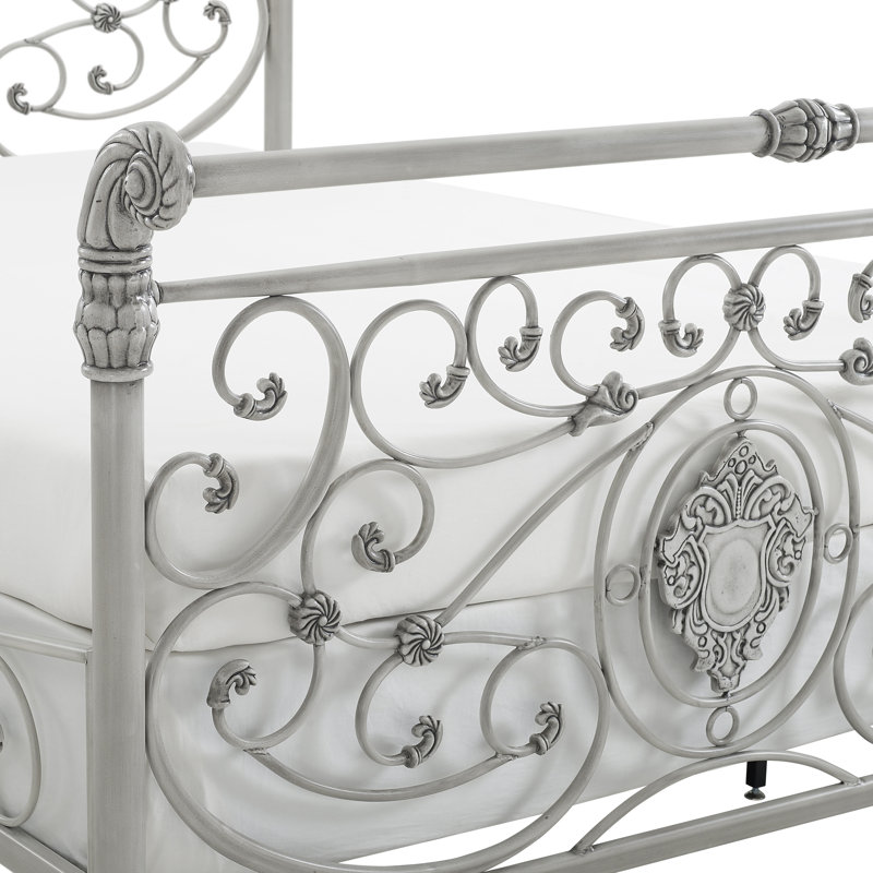 Uli Metal Sleigh Bed, Queen, Brushed White