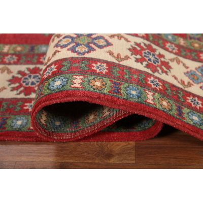 Geometric Red Kazak Oriental Area Rug