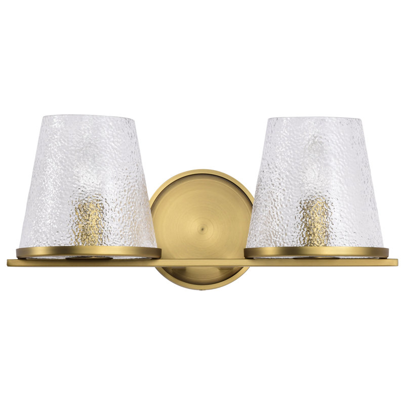 Coiffeuse Sluis - Verre martelé, 16 po de largeur, Laiton rétro, Deux lumières