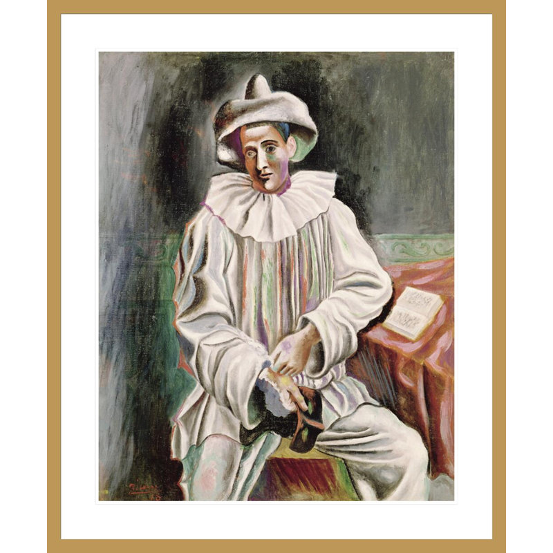 Assis Pierrot par Pablo Picasso, impression giclée sur cadre, H 40,37 po x l 33,5 po
