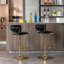 Ensemble de 2 tabourets de bar avec repose-pieds chromé et base pivotante à hauteur réglable en velours-523351439
