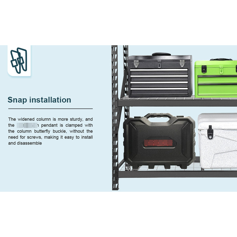 Étagère de garage en métal robuste, H 72 po x l 77 po, capacité de 6 000 lb, tablettes réglables à 3 niveaux pour le lieu de travail industriel, étagère noire H 72 po x l 77 po, rangement au sous-sol