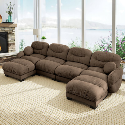 Canapé modulaire surdimensionné en U en chenille de 150 po avec double chaises, canapé modulaire en forme de nuage moderne pour le salon