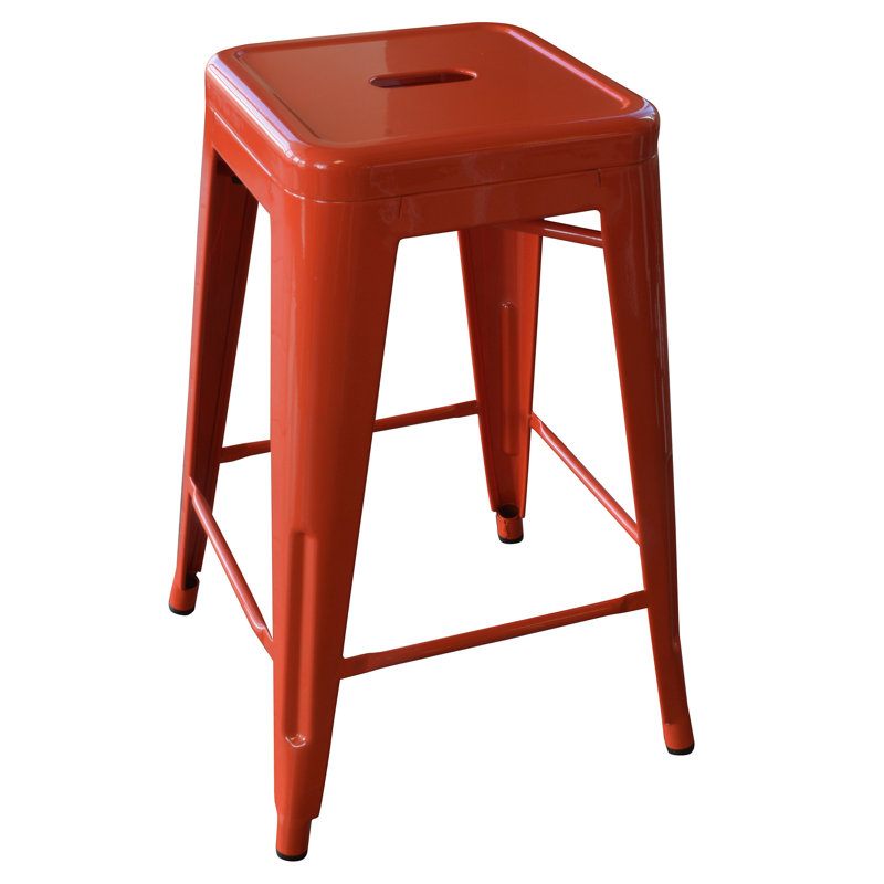 Natascha Steel Counter Stool with Steel Frame, Orange