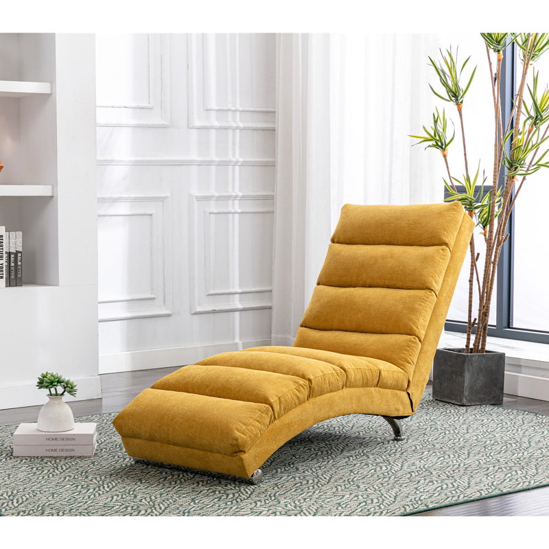 Upholstered Chaise Lounge, Yellow