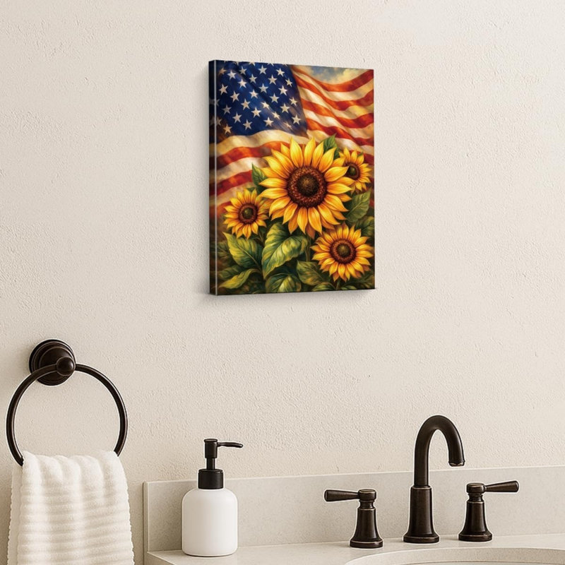 Drapeau de tournesol, art mural sur toile 8 x 10 pouces