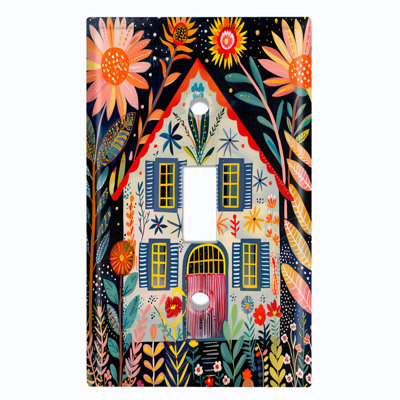 Couvercle de plaque d'interrupteur en métal; Bascule de bande de taille standard US 1 - Art floral Cottage