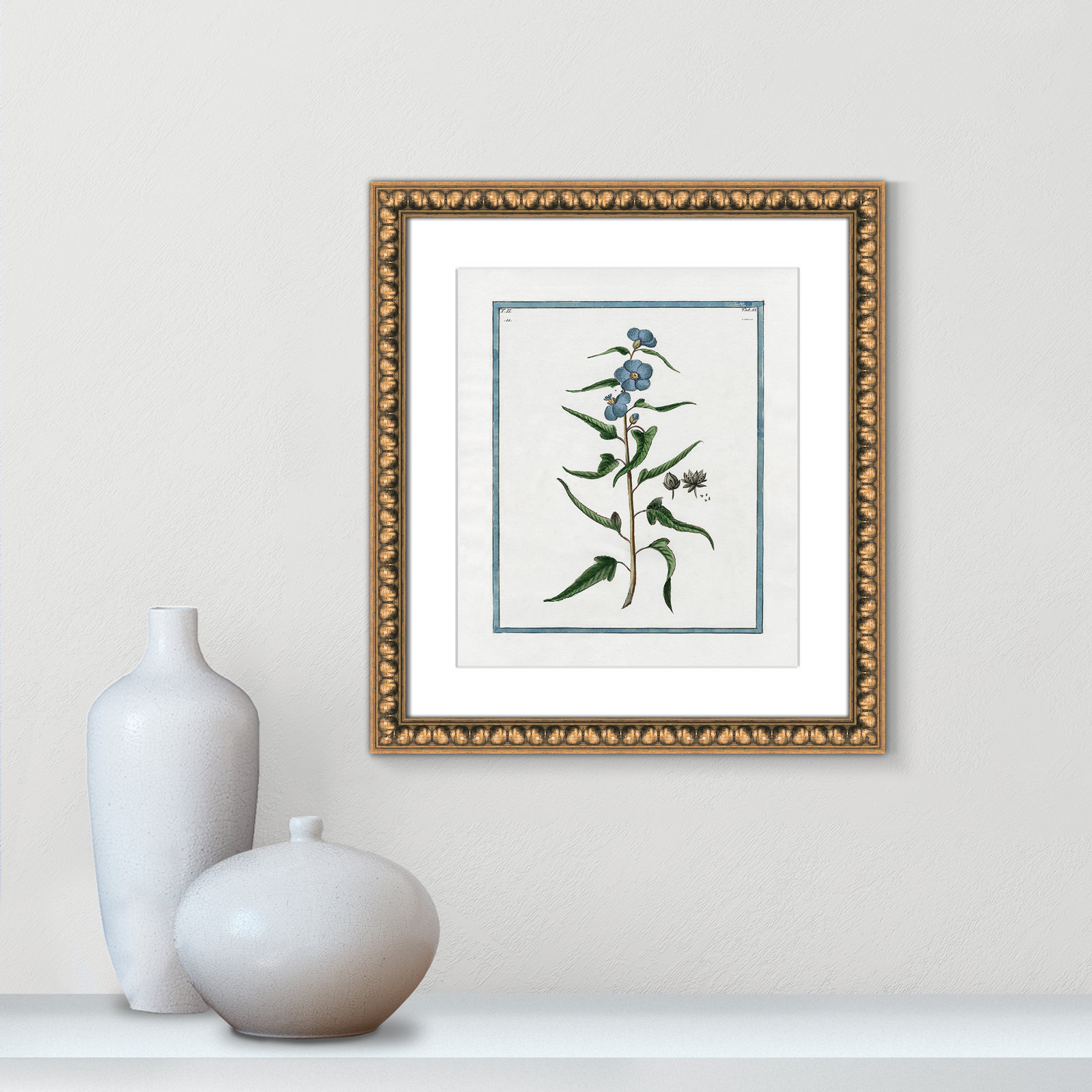 Colombe "Shabby Elegance Botanical I" Print, Gold Bead Framed, 14" W x 16" H