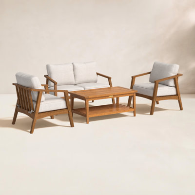 Akiva Eucalyptus 4 - Person Patio Conversation Set with Cushions
