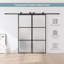 Porte de grange double coulissante en métal et en verre avec quincaillerie d'installation (fermeture en douceur incluse)-98303719-100489300