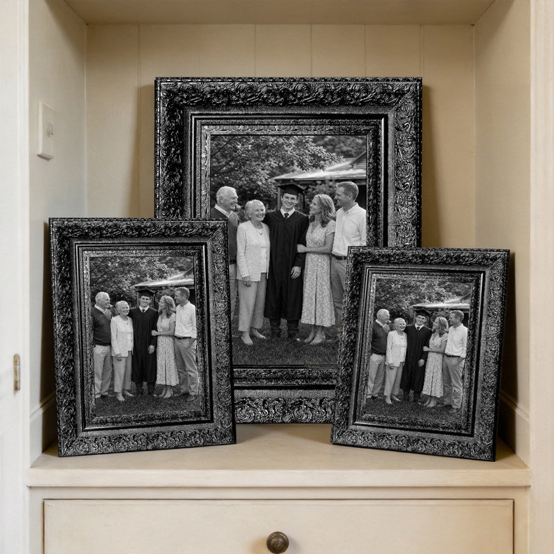Cadre photo mural noir 3 pièces pour photos et bureau 5 "x 7", Black, 3, L 5 po x H 7 po