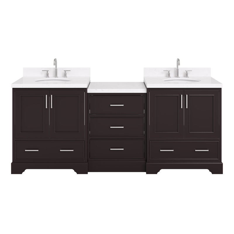 Armoire latérale de meuble-lavabo simple 85 po et 2 po 31 po Peighton, Ovale, Espresso