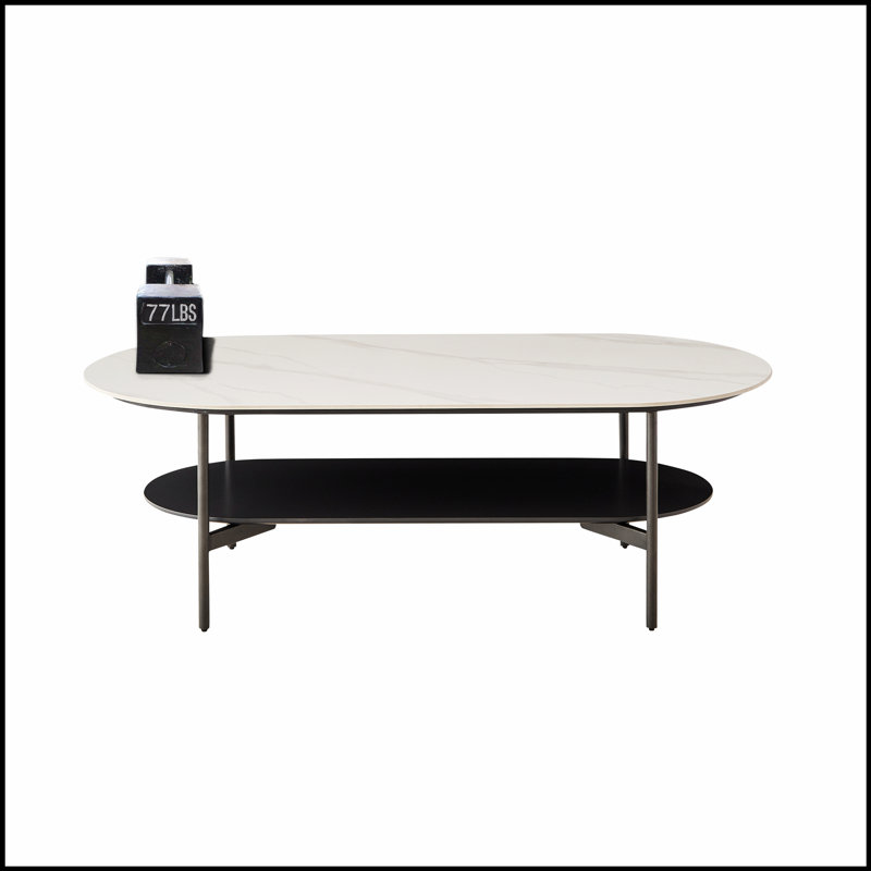 Table basse en céramique avec peinture en panneau de fibres à densité moyenne, conception à double couche pour les salons modernes et une durabilité accrue