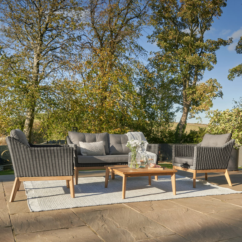 Grubb Rattan 4 - Person Seating Group with Cushions