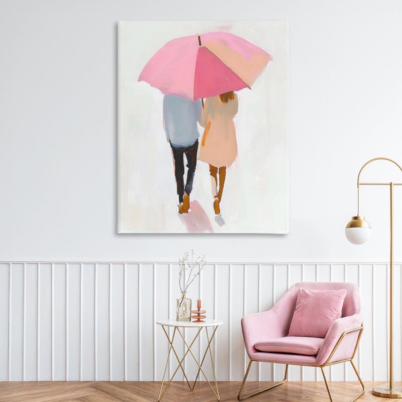 Couple en balade sous un parapluie, design par The Prints Vibe, 48 x 36