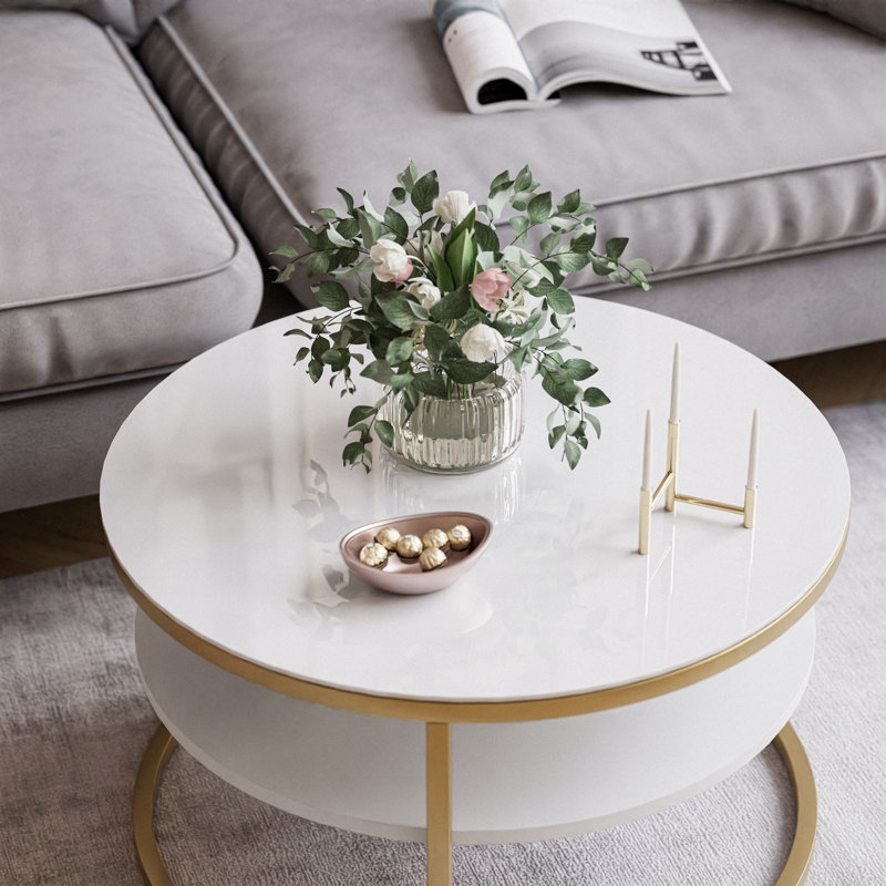 Knowlson Coffee Table, White/Gold