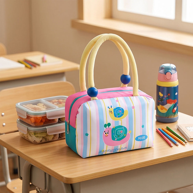 Sac de rangement en tissu, sac à lunch portatif, boîte à bento extra-large, sac isotherme portatif, Light Blue