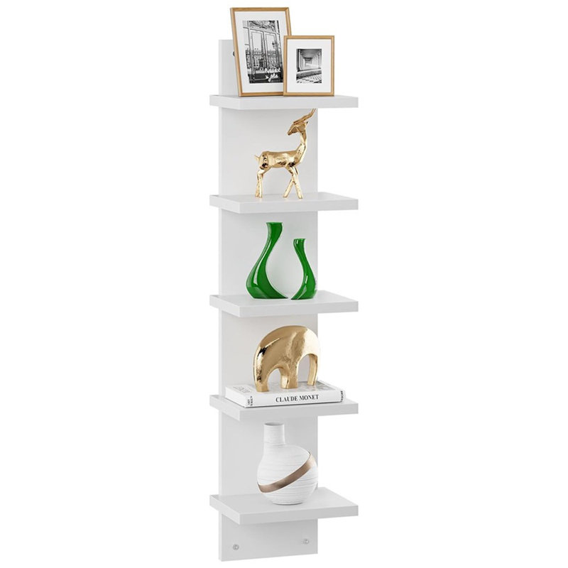 5 Piece Floating Shelf, white