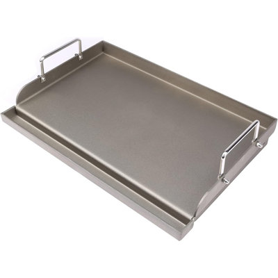 Sandblasted Oil-Sealed Solid Steel Grill Griddle - 25"x16" 4mm Thick, Durable Pre-Seasoned BBQ Pan for Outdoor Grills