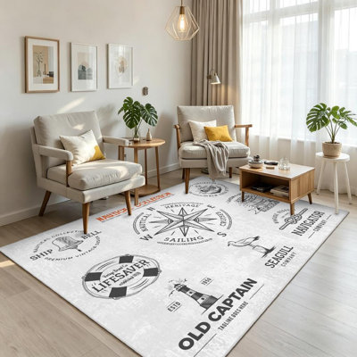 Tapis bleu lavable rétro rétro bleu marine