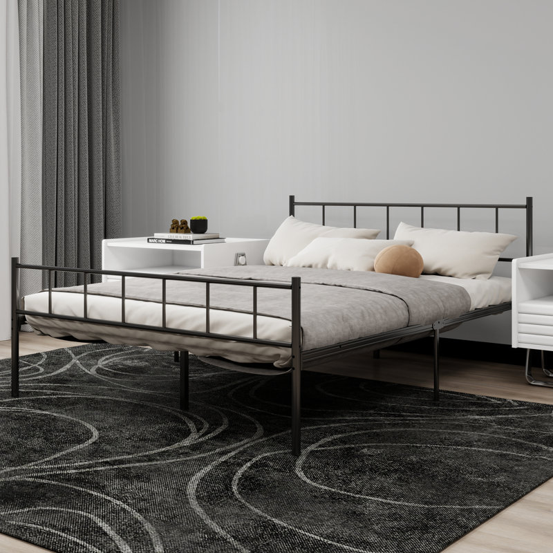 Base de lit plateforme en métal, Black, Grand