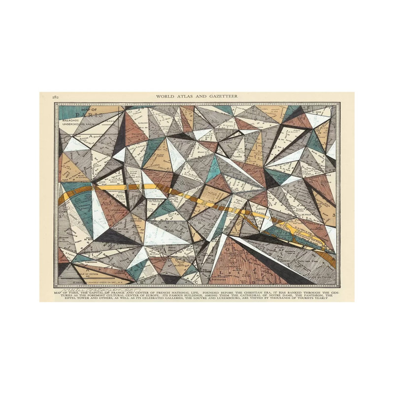 Modern Map of Paris 1 Piece Wrapped Canvas Wall Art, 20.32 cm H x 30.48 cm W