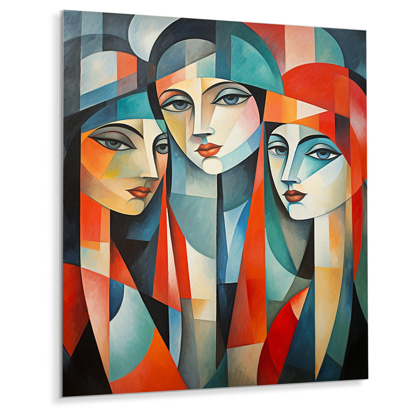 Cubisme Les Demoiselles Davignon II - impression sans cadre sur métal, H 40 po x l 30 po x P 1 po