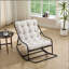 Chaise berçante d'extérieur, coussin confortable, avec coussin épais et doux, pour le salon, la chambre à coucher, la salle de lecture, structure noire avec coussin blanc
