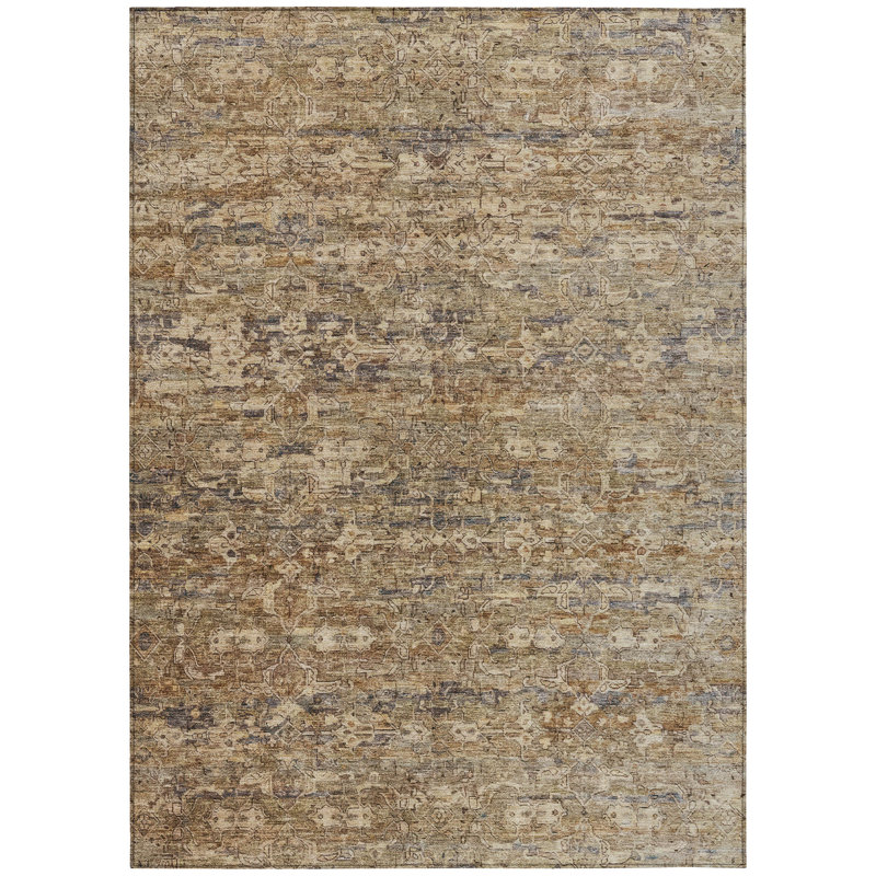 Machine Washable Indoor/Outdoor Hashlamoun ACN2324 Ikat Rug, Rectangle 5' x 7'6"