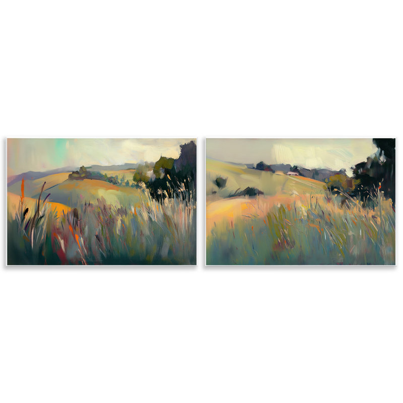 Ensemble de 2 plaques murales Tranquil Plains Hillside, design par Elara Yasna, H 13 po x l 38 po