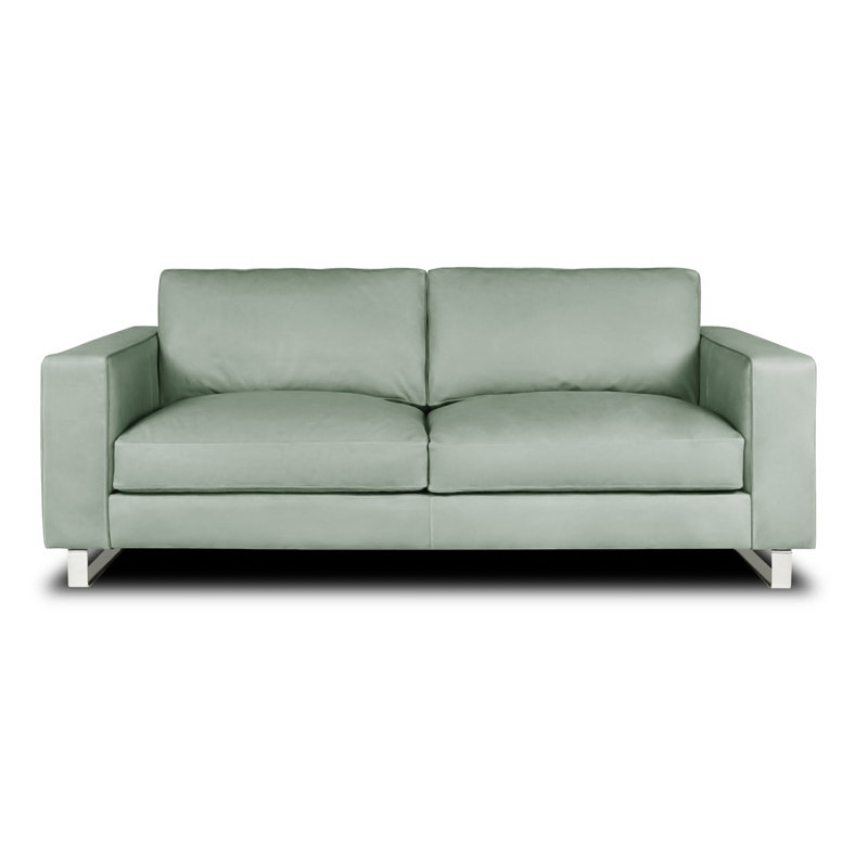 Soho 89'' Leather Sofa, Parchment (Dreamer), Stainless Steel