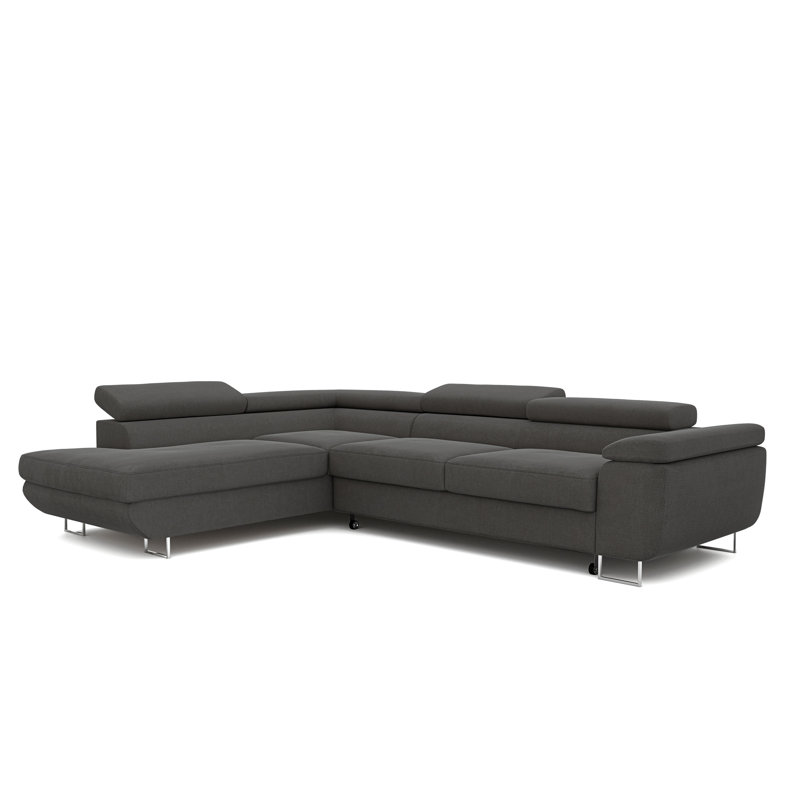 4 Seater Sofa Bed, Grey, Left Hand Facing