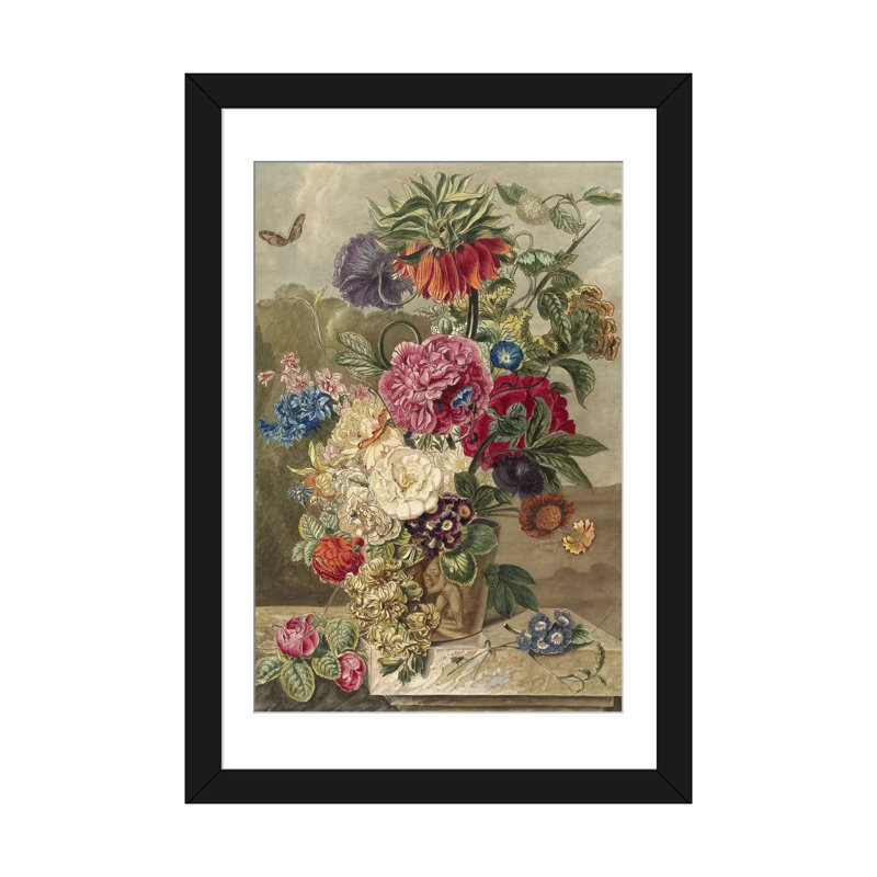 « fleurs xvii », impression sur toile, H 24 po x l 16 po x P 1 po, Papier d'art encadré noir, Blanc