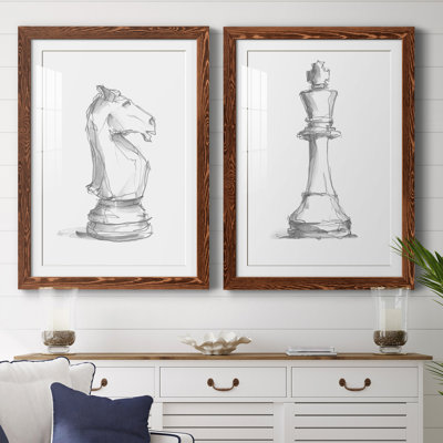 Chess Room Study I Premium encadré mat - prêt à être suspendu